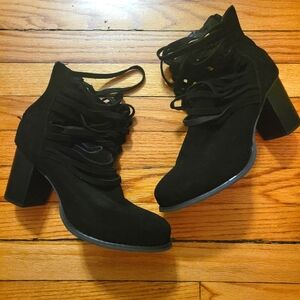 Torrid Black Suede Size 11 heeled ankle boot